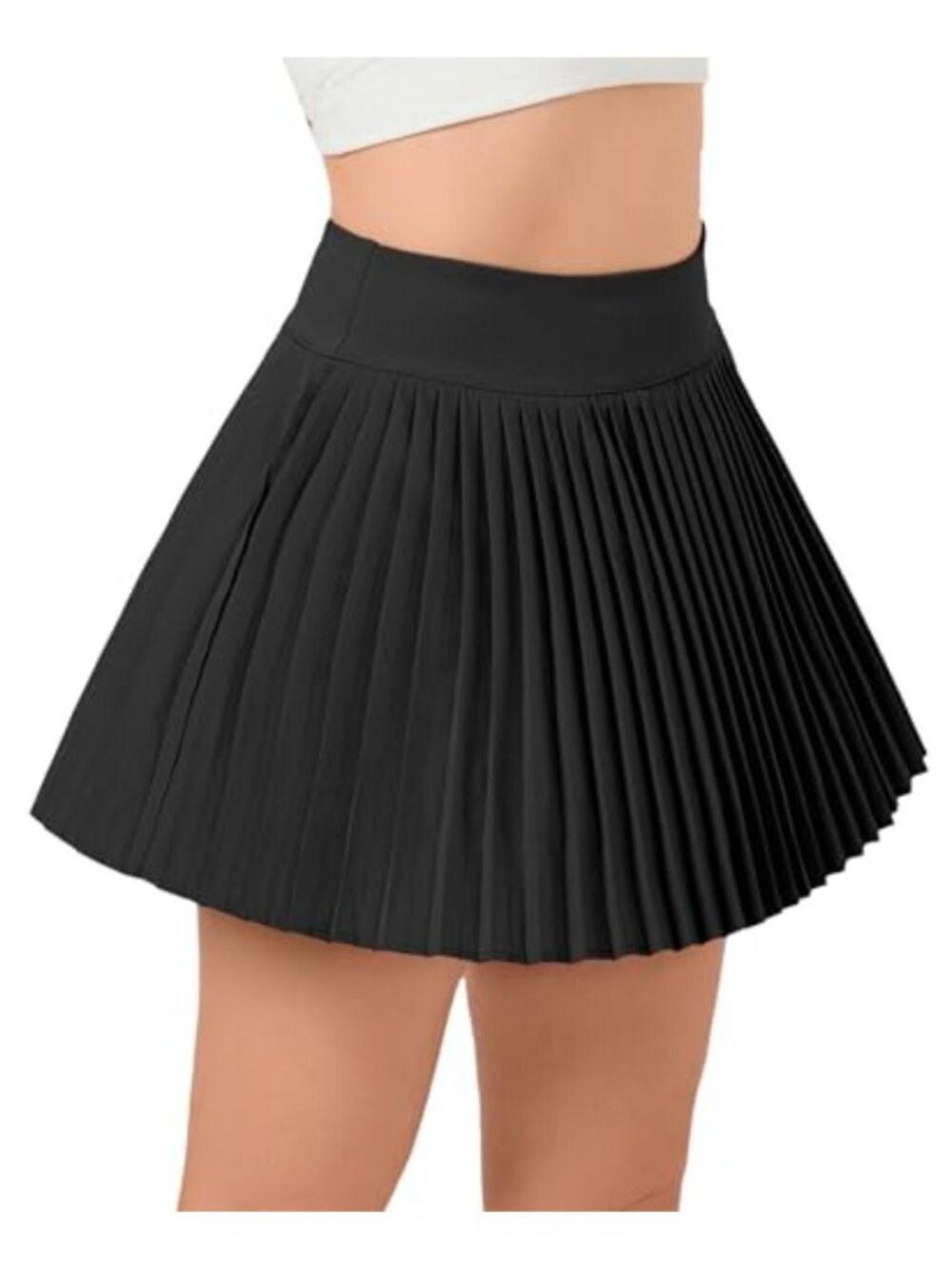 Women's Pleated Mini Skort High Waisted Athletic Skirt with Shorts Pockets